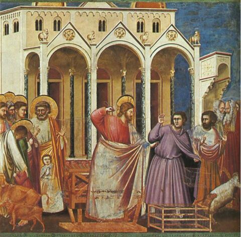 Bild: Giotto, Tempelreinigung. Wikipedia